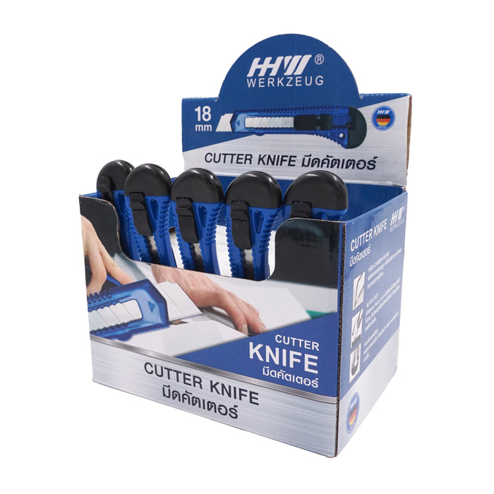 HHW มีดคัตเตอร์ ขนาดใบมีด 18 มม. กล่อง 30 ชิ้น Cutter knife blade size 18 mm. 30 pcs. 11.100038