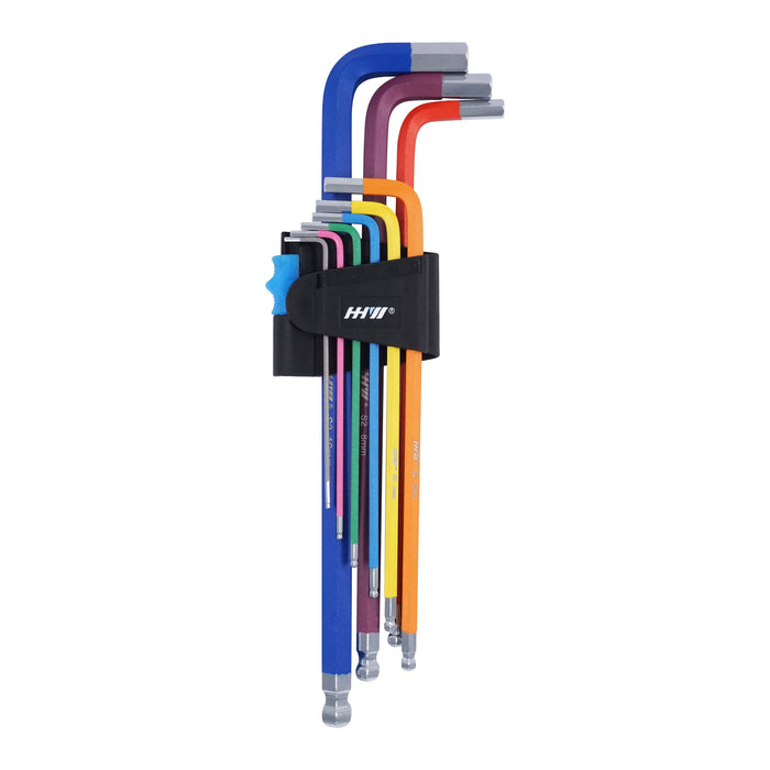 HHW ชุดประแจหกเหลี่ยม หัวบอล 9 Hex-Plus Multicolour L-Key Set Long 11.100039