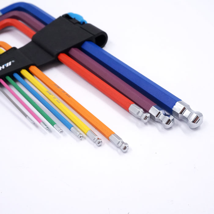 HHW ชุดประแจหกเหลี่ยม หัวบอล 9 Hex-Plus Multicolour L-Key Set Long 11.100039