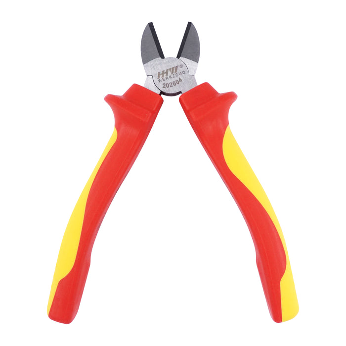 HHW คีมตัดปากเฉียง หุ้มฉนวนกันไฟ ขนาด 6.5 นิ้ว VDE Side Cutter ISO 5746 IEC 60900 Size 6.5" 11.100110