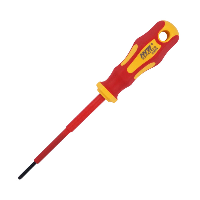 HHW ไขควงปากแบน หุ้มฉนวนกันไฟ ขนาด 0.4x2.5x80 มม VDE Screwdriver Size 0.4x2.5x80 mm IEC 60900 11.100112
