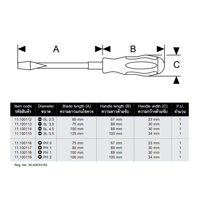 HHW ไขควงปากแฉก หุ้มฉนวนกันไฟ ขนาด PH1x100 มม VDE Screwdriver Size PH1x100 mm IEC 60900 11.100118
