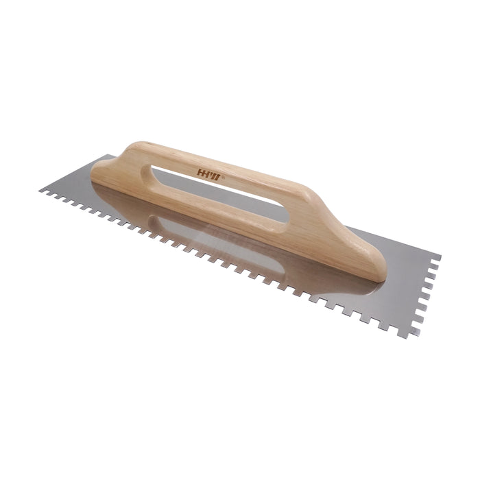 HHW เกรียงหวี สแตนเลส 130x480 มม Two-handed smoothing trowel stainless steel with teeth 130x480 mm 11.100145