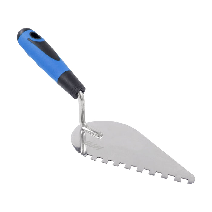 HHW เกรียงหวีสามเหลี่ยม สแตนเลส 6 นิ้ว Bricklaying trowel with teeth stainless steel 6" 11.100148