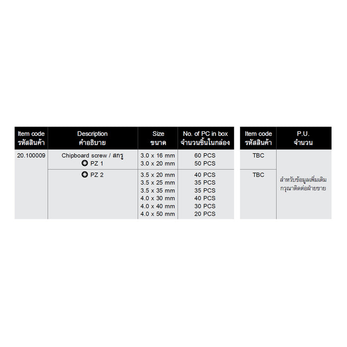 HHW สกรูคละไซส์ 310 ชิ้น Chipboard screw assortment 310 20.100009