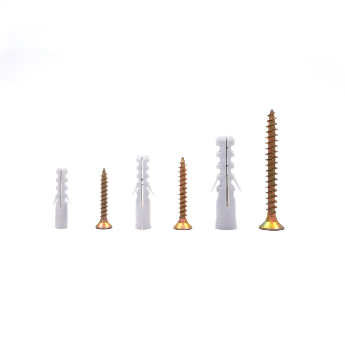 HHW สกรูและพุกพลาสติก 102 ชุด / 204 ชิ้น Chipboard screw & dowel 102 set / 204 pcs 20.100010