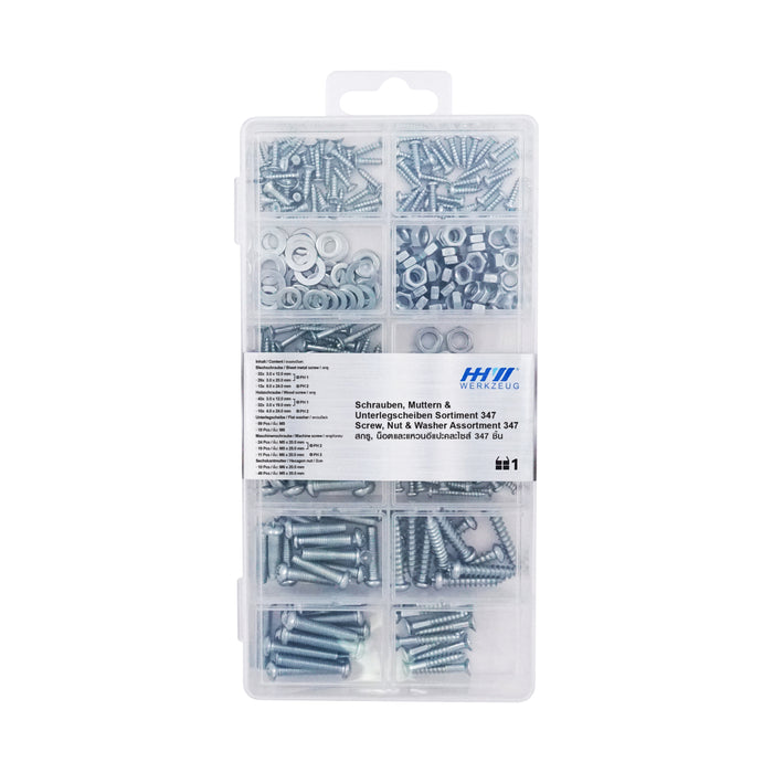 HHW สกรู, น็อตและแหวนอีแปะ 347 ชิ้น Screw, nut & washer assortment 347 20.100014