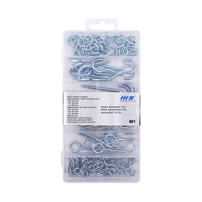 HHW ตะขอคละไซส์ 114 ชิ้น Hook & eye screw assortment 114 20.100023